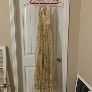 Luxxel Gold/taupe Formal Dress